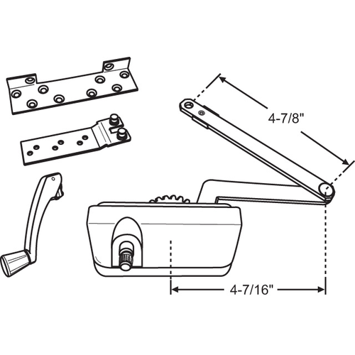 Straight Arm Casement Operator white Metal Die Cast Housing stainless Steel Worm Gear kit With Brackets