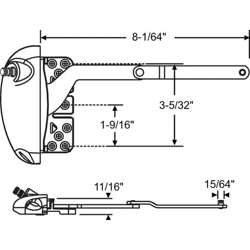 Split Arm Casement Operator white Inverted handle Sold Separate notched For Wood Application