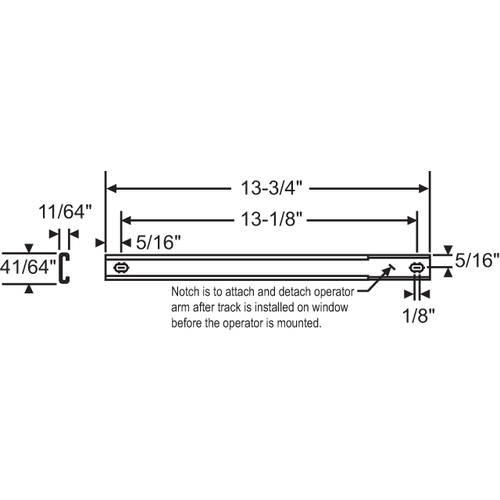 Casement Track For Window 13-1/8in Hole Centers Ss cwt 6