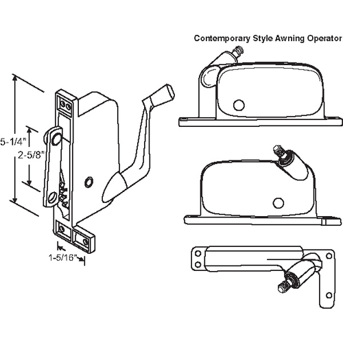 Awning Operator Mill contemporary Style rhm AwO-002-RH-Ml straight Link Arm - pack of 3