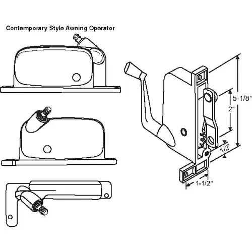 Awning Operator Mill contemporary Style awO-001-LH-Ml offset Link Arm