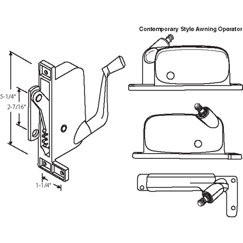 Awning Operator Mill contemporary Style awO-004-RH-Ml straight Link Arm