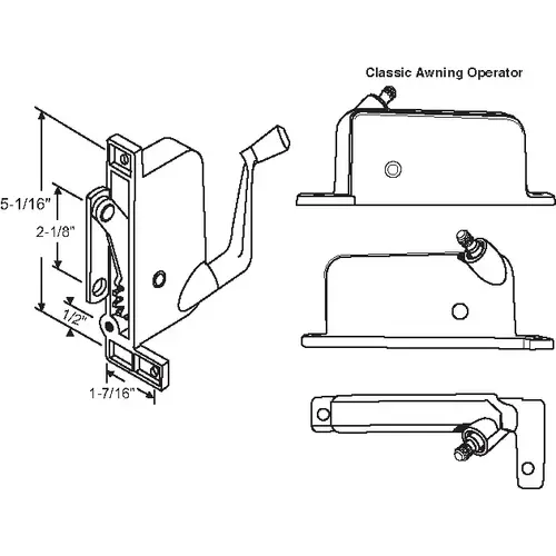 Awning Operator Mill classic Style awO-011-RH-Ml straight Link Arm