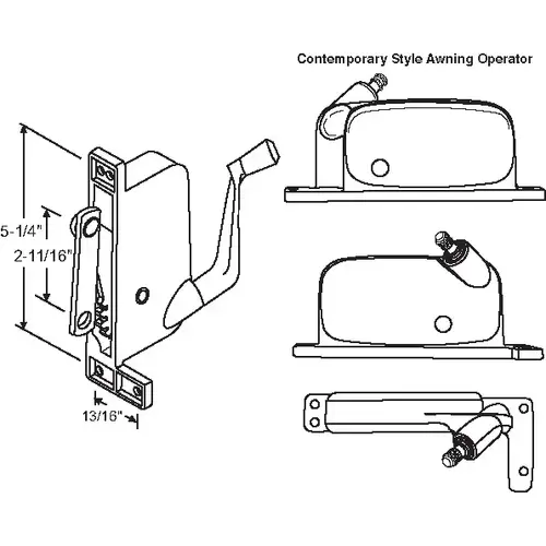 Awning Operator Mill contemporary Style awO-039-RH-Ml straight Link Arm