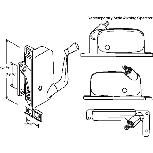 Awning Operator Mill contemporary Style awO-018-RH-Ml straight Link Arm - pack of 3