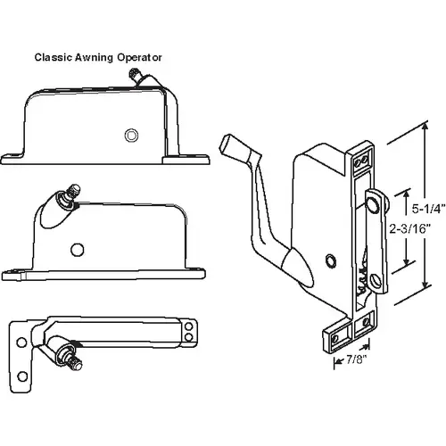 Awning Operator Mill classic Style awO-017-LH-Ml straight Link Arm