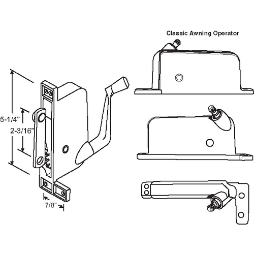 Awning Operator Bronze classic Style awO-017-RH-Bz straight Link Arm