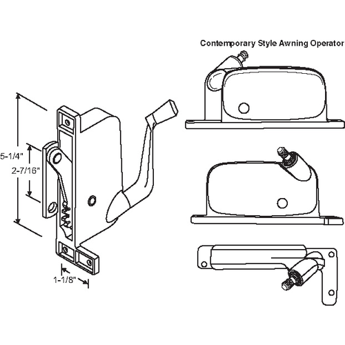 Awning Operator Mill Rh contemporary Style awO-048 RH-Ml straight Link Arm - pack of 3