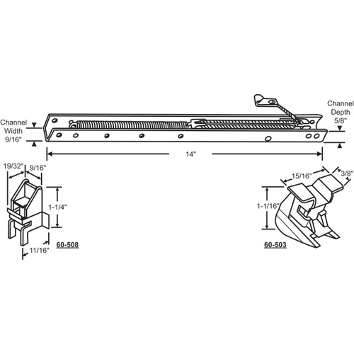 14in Window Channel Balance 6 To 9 Lbs Sash Weight hwB-Ce514-5/8B-1320 60-503a And 60-508a Attached