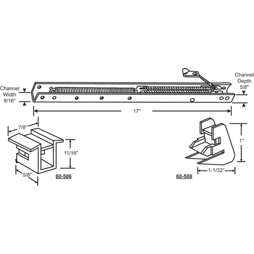 17in Window Channel Balance 5 To 8 Lbs Sash Weight hwB-Ca524-5/8B-1610 60-500a And 60-506a Attached