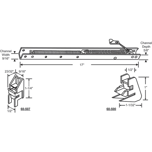 17in Window Channel Balance 8 To 12 Lbs Sash Weight hwB-Kk501-5/8B-1620 60-500a And 60-507a Attached