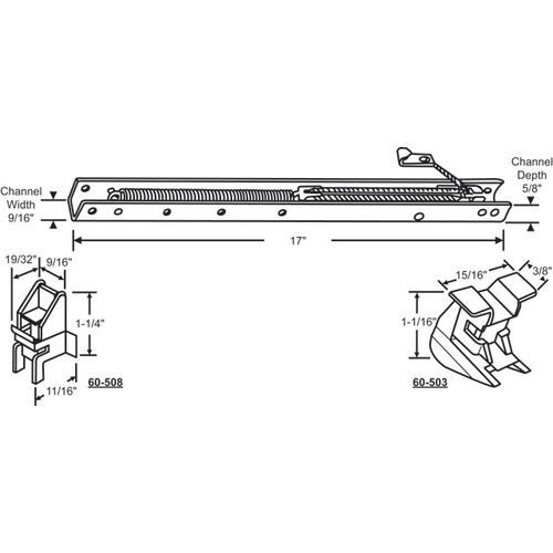 17in Window Channel Balance 12 To 14 Lbs Sash Weight hwB-Ce514-5/8B-1630 60-503a And 60-508a Attached