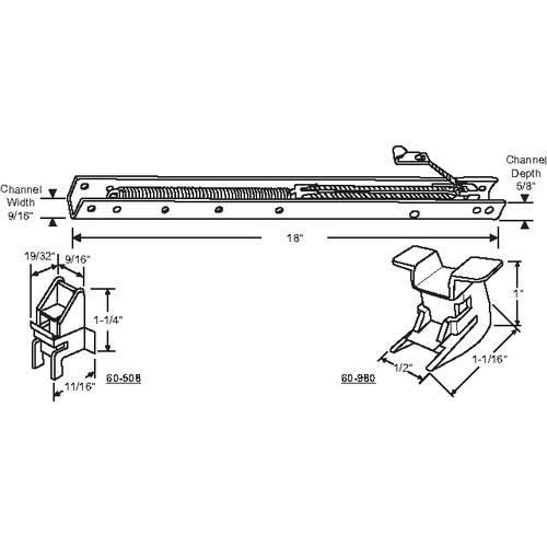 18in Window Channel Balance 5 To 8 Lbs Sash Weight hwB-Ga534-5/8B-1710 60-508a And 60-980a Attached