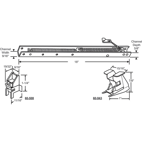 18in Window Channel Balance 5 To 8 Lbs Sash Weight hwB-An529-5/8B-1710 60-508a And 60-943a Attached