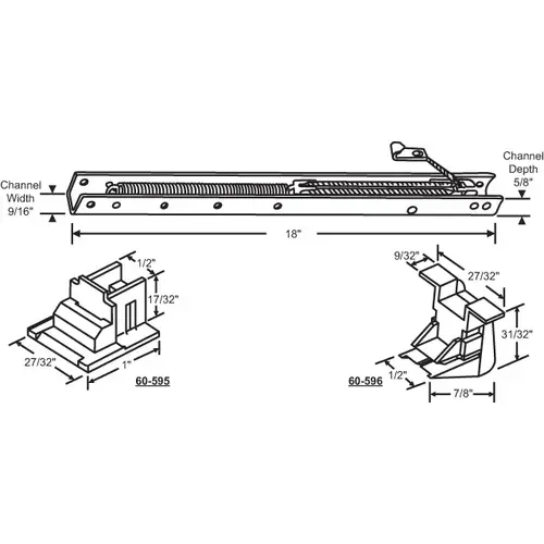 18in Window Channel Balance 5 To 8 Lbs Sash Weight hwB-Pa507-5/8B-1710 60-595a And 60-596a Attached