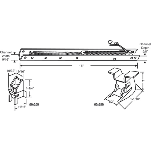 18in Window Channel Balance 8 To 12 Lbs Sash Weight hwB-Ga534-5/8B-1720 60-508a And 60-980a Attached