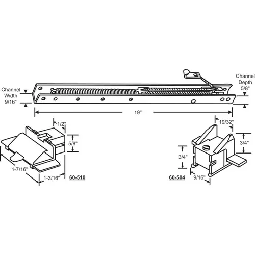 19in Window Channel Balance 8 To 12 Lbs Sash Weight hwB-Cr510-5/8B-1820 60-504a And 60-510a Attached