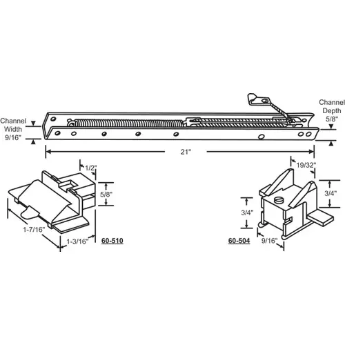 21in Window Channel Balance 8 To 12 Lbs Sash Weight hwB-Cr510-5/8B-2020 60-504a And 60-510a Attached