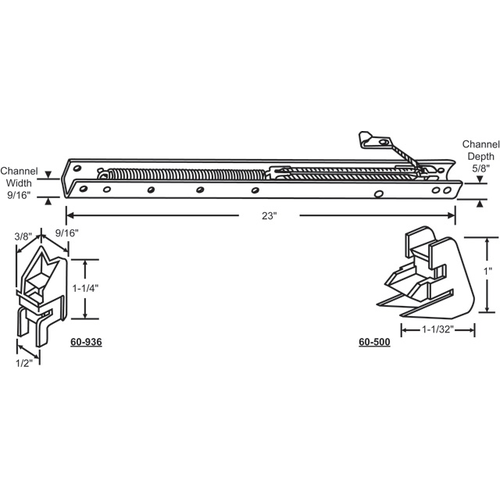 23in Window Channel Balance 12 To 19 Lbs Sash Weight hwB-Yo503-5/8B-2230 60-500a And 60-936a Attached