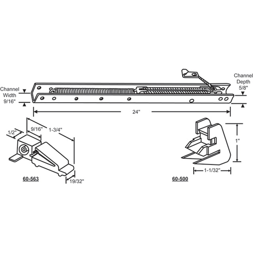 24in Window Channel Balance 9 To 15 Lbs Sash Weight hwB-St508-5/8B-2320 60-500a And 60-563a Attached