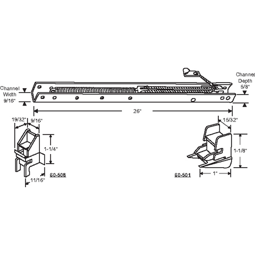 26in Window Channel Balance 15 To 19 Lbs Sash Weight 9/16in Channel Width 60-501a And 60-508a Attached