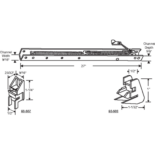 27in Window Channel Balance 19 To 26 Lbs Sash Weight hwB-Kk501-5/8B-2640 60-500a And 60-507a Attached