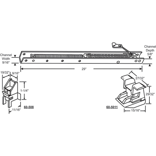 29in Window Channel Balance 12 To 16 Lbs Sash Weight 9/16in Channel Width 60-508a And 60-5011a Attached