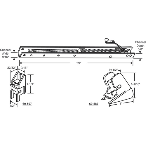 29in Window Channel Balance 23 To 28 Lbs Sash Weight 9/16in Channel Width 60-507a And 60-587a Attached