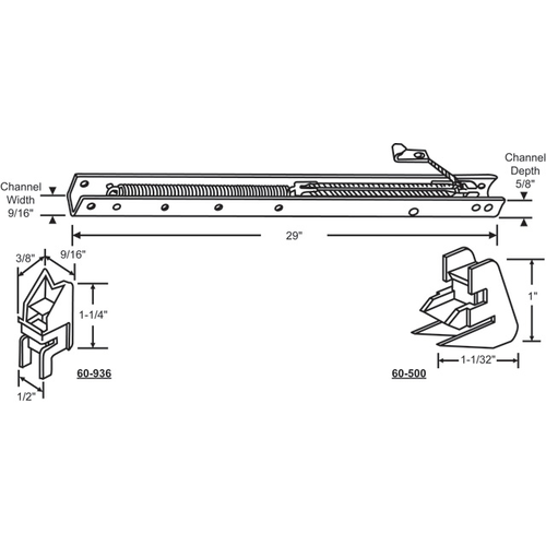 29in Window Channel Balance 23 To 28 Lbs Sash Weight hwB-Yo503-5/8B-2840 60-500a And 60-936a Attached