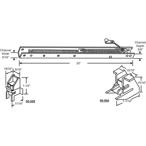 30in Window Channel Balance 16 To 23 Lbs Sash Weight 9/16in Channel Width 60-508a And 60-904a Attached