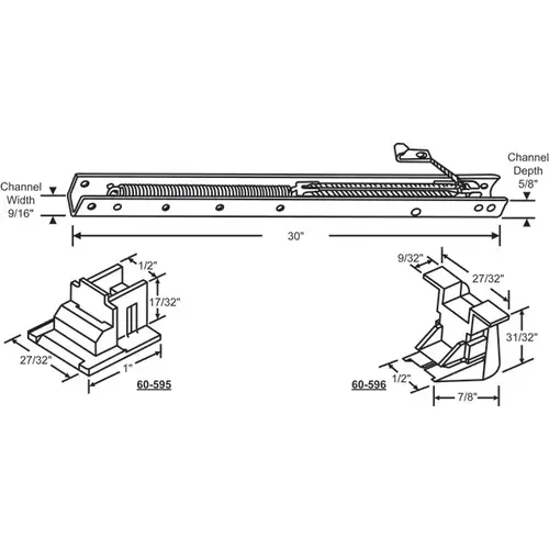 30in Window Channel Balance 23 To 28 Lbs Sash Weight hwB-Pa507-5/8B-2940 60-595a And 60-596a Attached