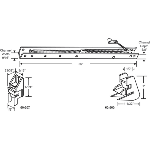 35in Window Channel Balance 23 To 30 Lbs Sash Weight hwB-Kk501-5/8B-3440 60-500a And 60-507a Attached