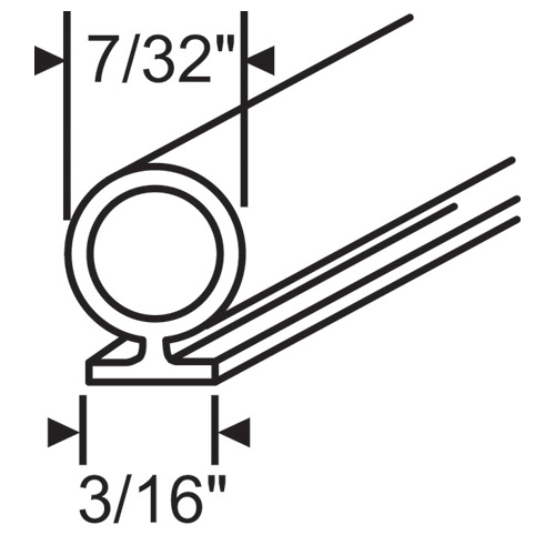 Black Vinyl For Header Sill 3/16in Backing 7/32in Bulb