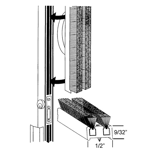 Brixwell 63500 84in Black Door Astragal Seal with 6 Springs