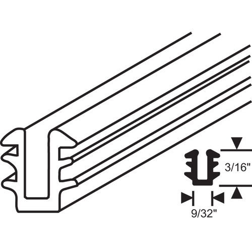 Brixwell 6710 100 Ft Gray Glazing Channel vinyl 15/64in Channel Depth