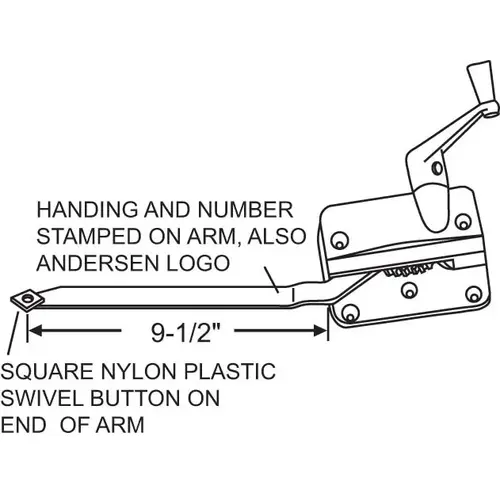 Casement Operator Bronze crank Handle Included 9-1/2in Arm Length