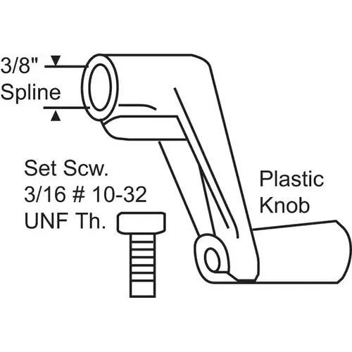 Crank Handle Silver 3/8in Spline plastic Knob