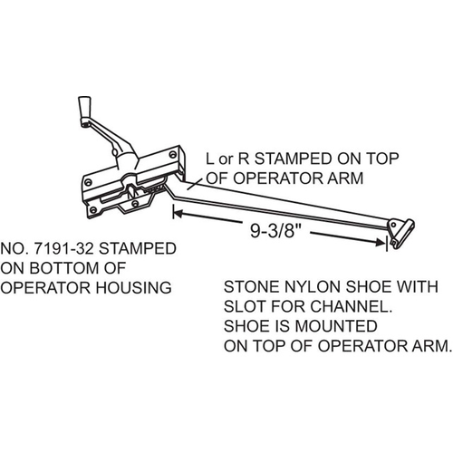 Lh Casement Operator Assembly stone With Cover Screws And track Handle Sold Seperately