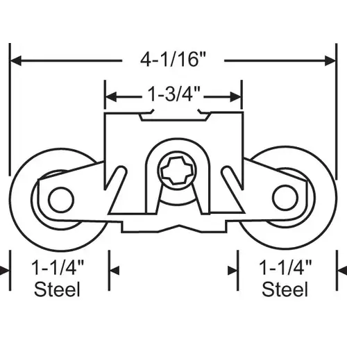 Patio Door Roller Tandem 1-1/4 Steel Wheels