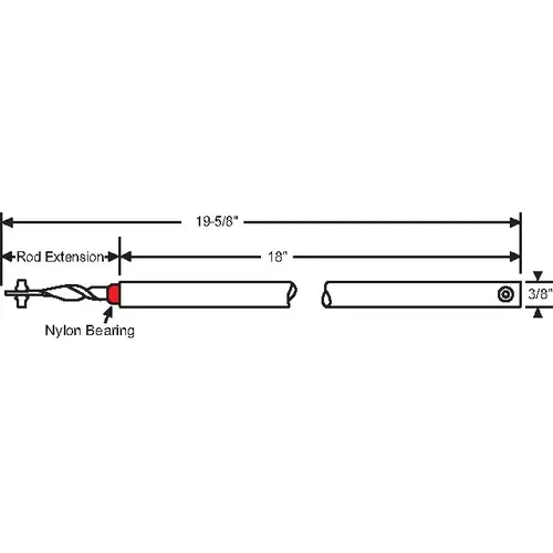 18in Red Spiral Balance extended Rod hwB-CP-3/8S-18"-RD-1