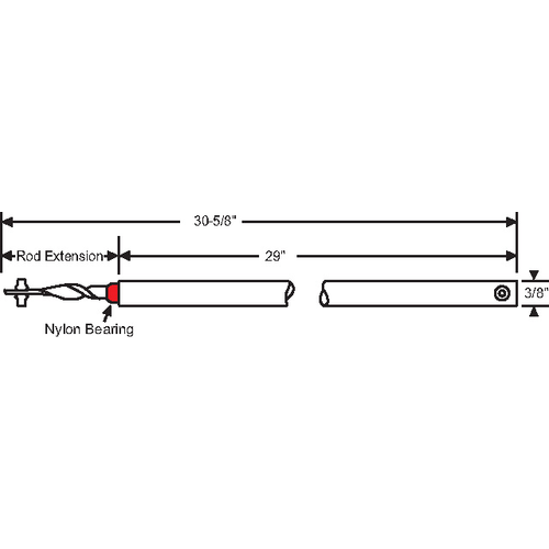 29in Red Spiral Balance extended Rod hwB-CP-3/8S-29"-RD-1