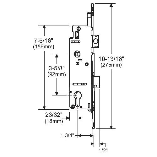 Single Point Lock 1-3/4 Backset [45mm] 1/2 Deadbolt Throw [12mm] 5/8 Faceplate