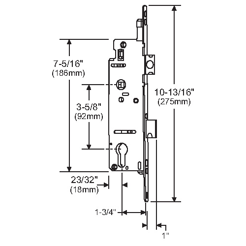 Single Point Lock 1-3/4 Backset [45mm] 1in Deadbolt Throw [25mm] 5/8 Faceplate