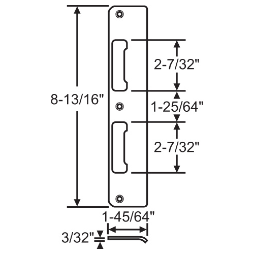 Latch And Deadbolt Strike with Curved Lip Non Handed for 1-3/4in Thick Door Ss