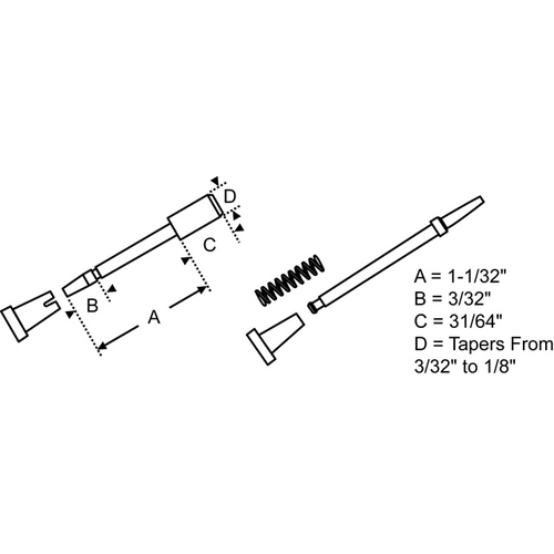 5/32in Plunger Assembly Black blunt Tip