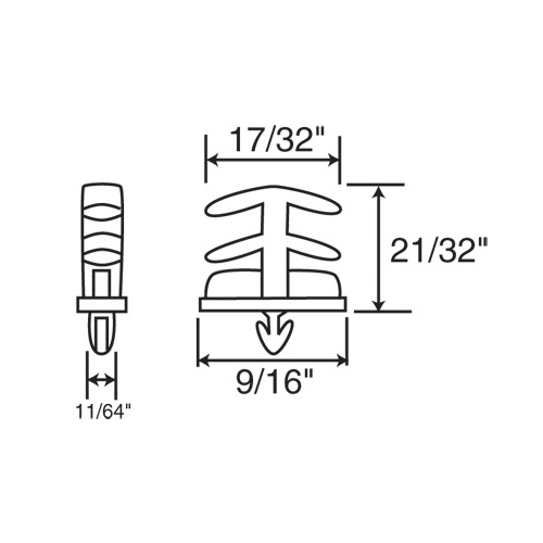 Muntin Clip Nylon White 3/16 X 9/16in