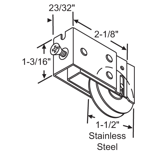 Patio Door Roller Assembly 1-1/2 Stainless Steel Wheel pdr177 Ss