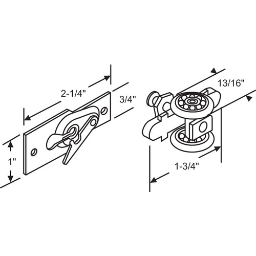 BY-Pass Hanger 2-Wheel Hanger cdb106 includes Plate Screw