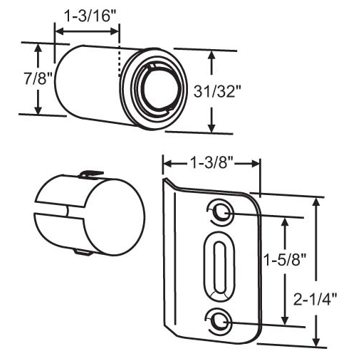 Drive In Spring Latch bullet Catch 3/4in Brass Plate adjustable Tension Ball