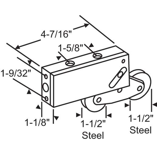 Patio Door Roller Tandem 1-1/2 Steel Wheels